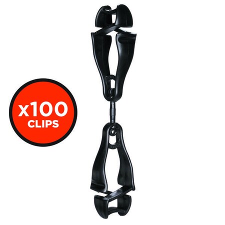 Ergodyne Swiveling Glove Clip Holder - Dual Clips - Black, 100PK 19512-BULK